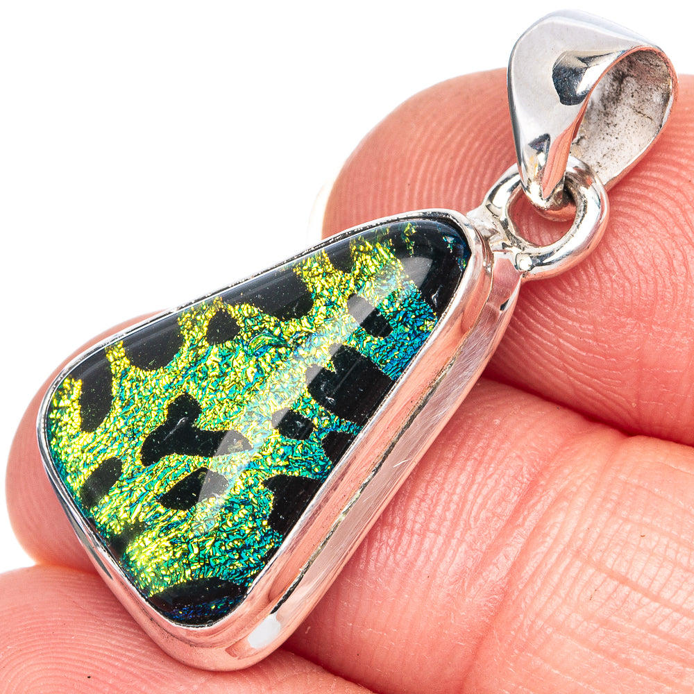 Dichroic Glass Pendant 1 1/4" (925 Sterling Silver) P41445