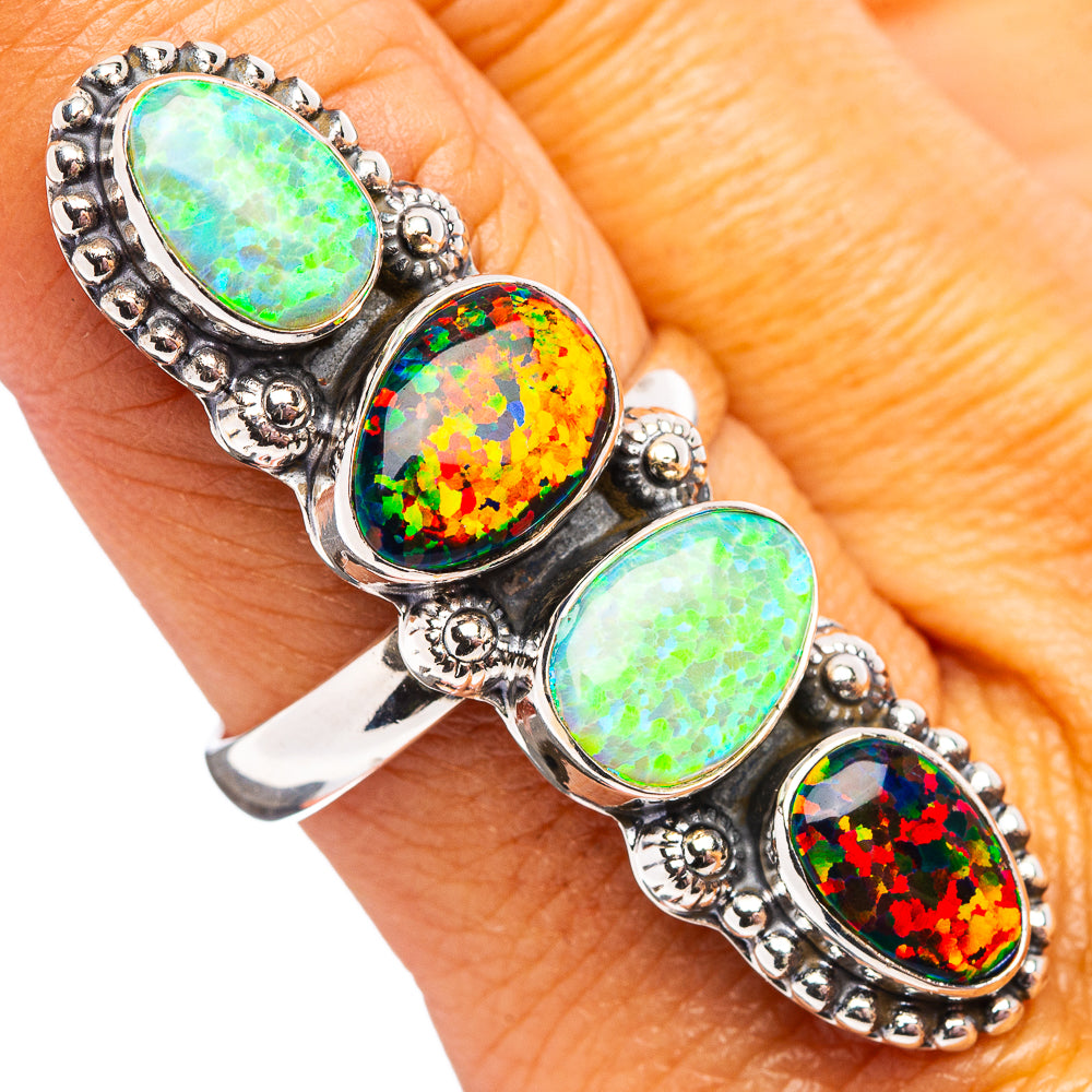 Premium Synthetic Opal Ring Size 9 (.925 Sterling Silver)