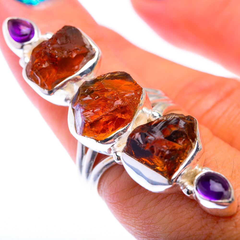 Large Raw Citrine, Amethyst Ring Size 6.75 (925 Sterling Silver) RING140007