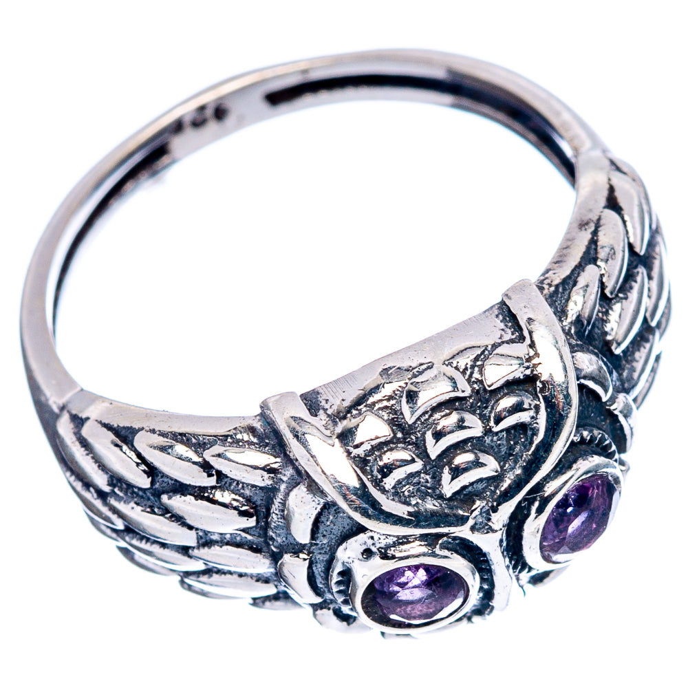 Amethyst Owl Dainty Ring Size 6.75 (.925 Sterling Silver)