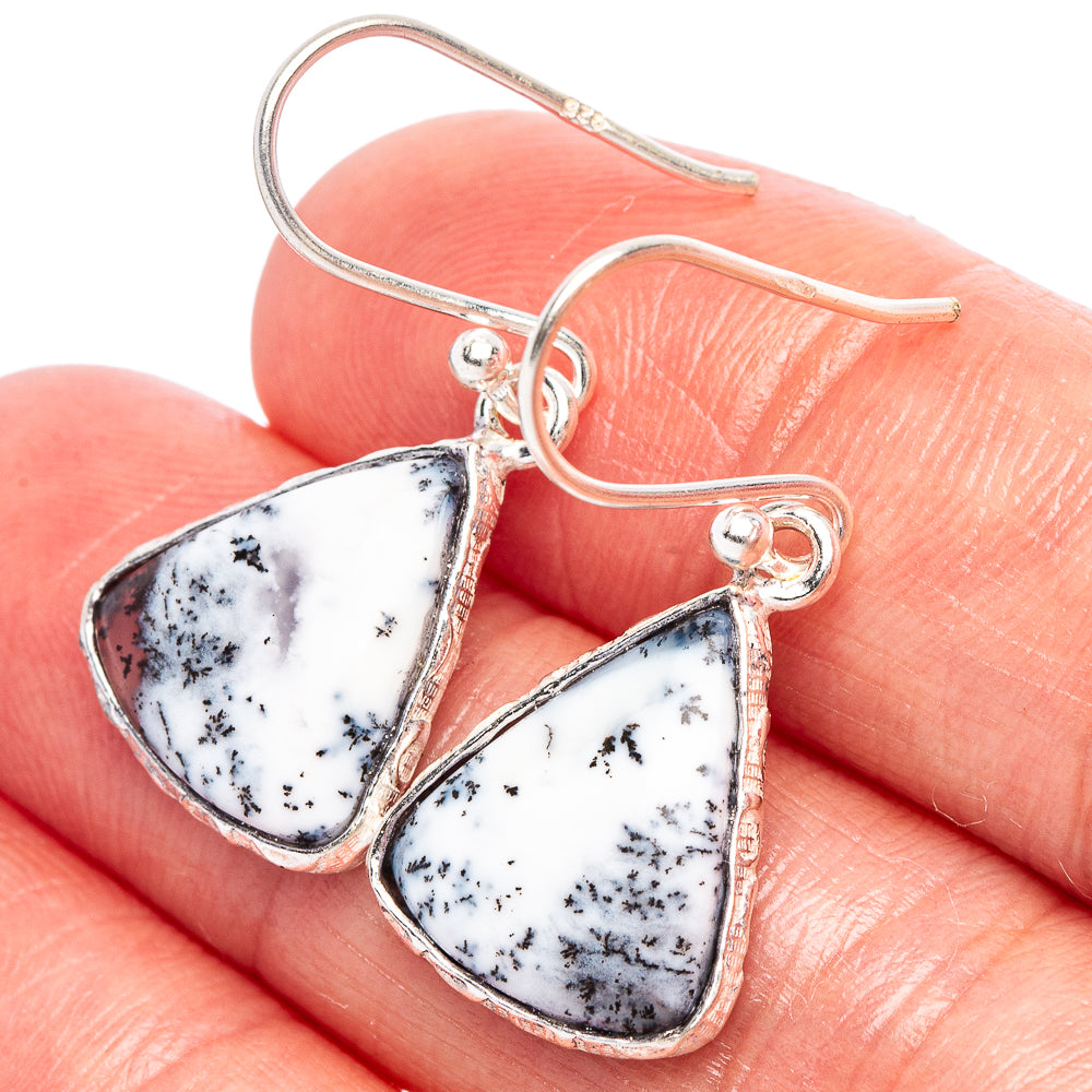 Dendritic Opal Earrings 1 1/4" (925 Sterling Silver) E2341