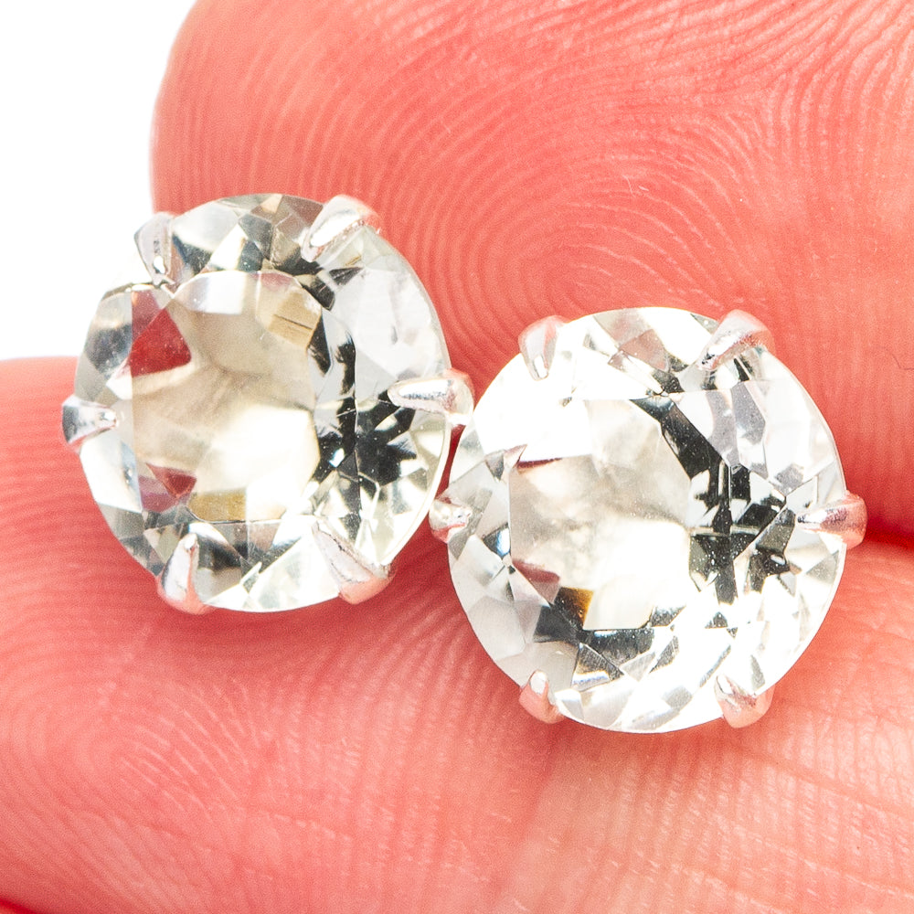 Dainty Green Amethyst Earrings 3/8" (925 Sterling Silver) E2905