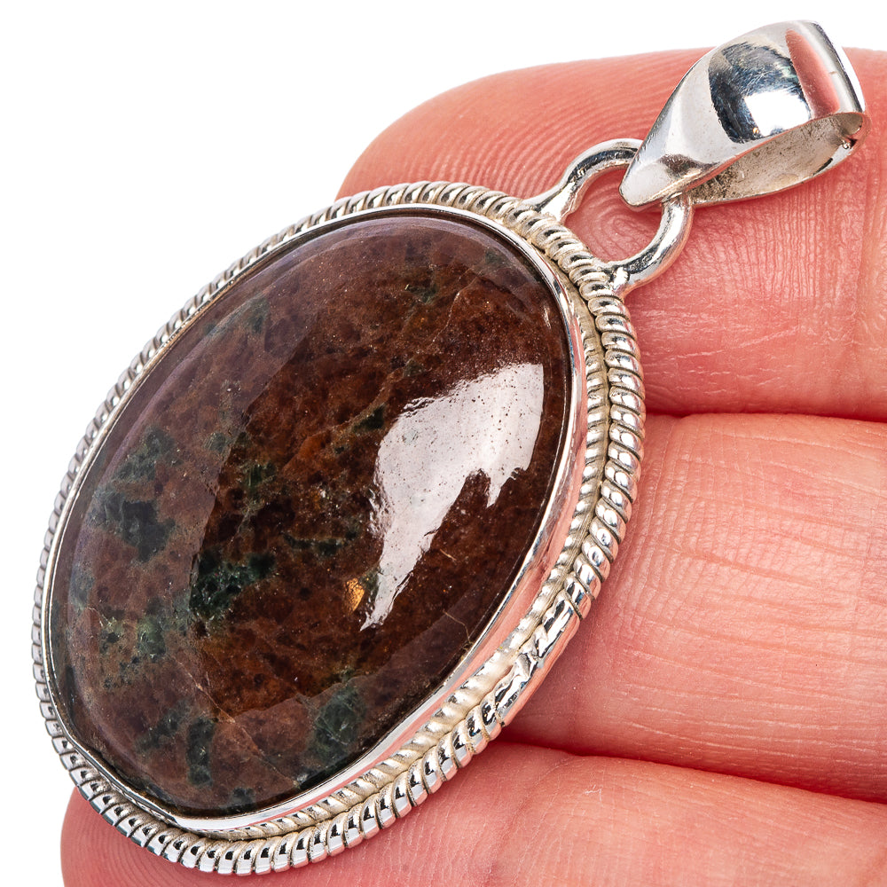 Rare Grass Garnet Pendant 1 3/4" (925 Sterling Silver) P40721