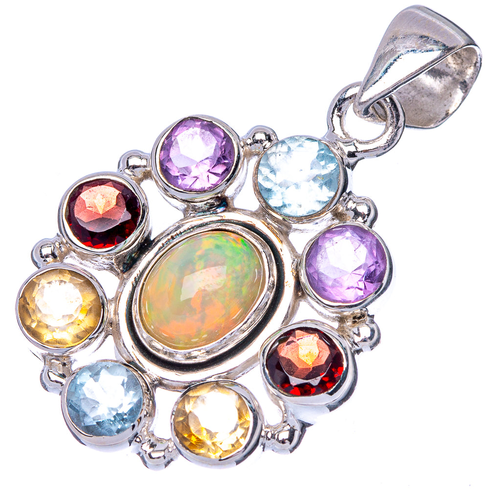 Rare Ethiopian Opal, Garnet, Amethyst, Blue Topaz, Citrine Pendant 1 1/2" (925 Sterling Silver) P40984