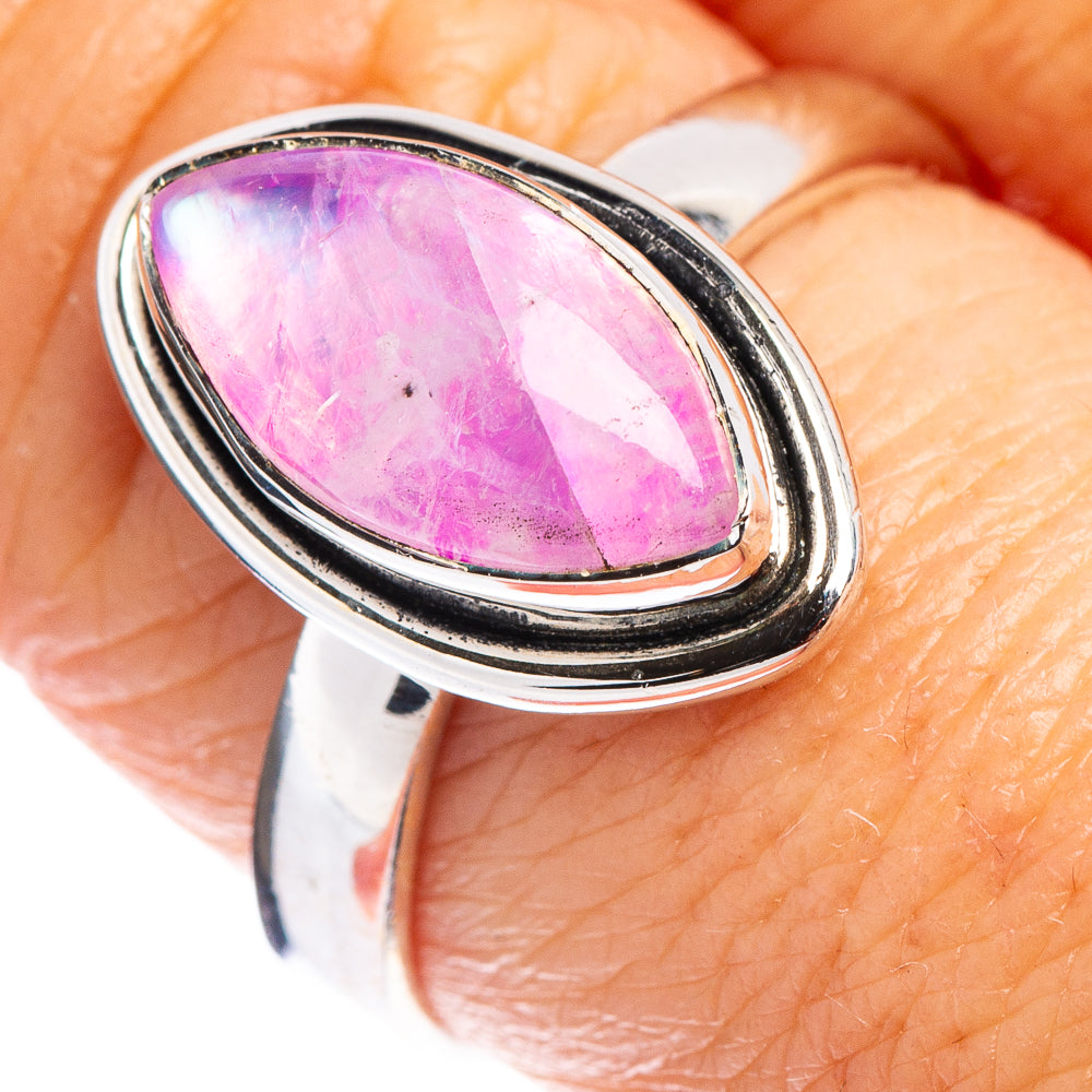 Pink Moonstone Ring Size 9 (.925 Sterling Silver)