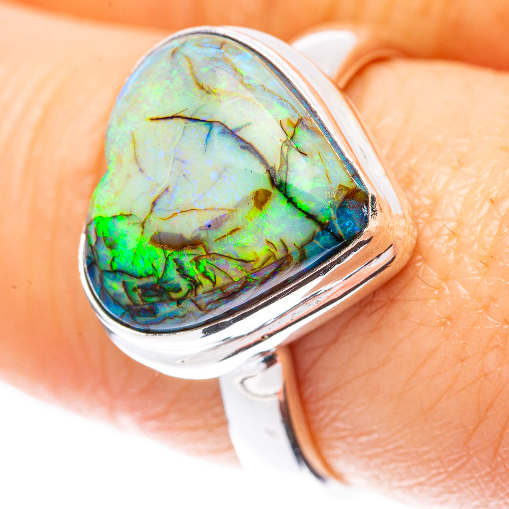 Rare Sterling Opal Heart Ring Size 8.25 (925 Sterling Silver) R2222