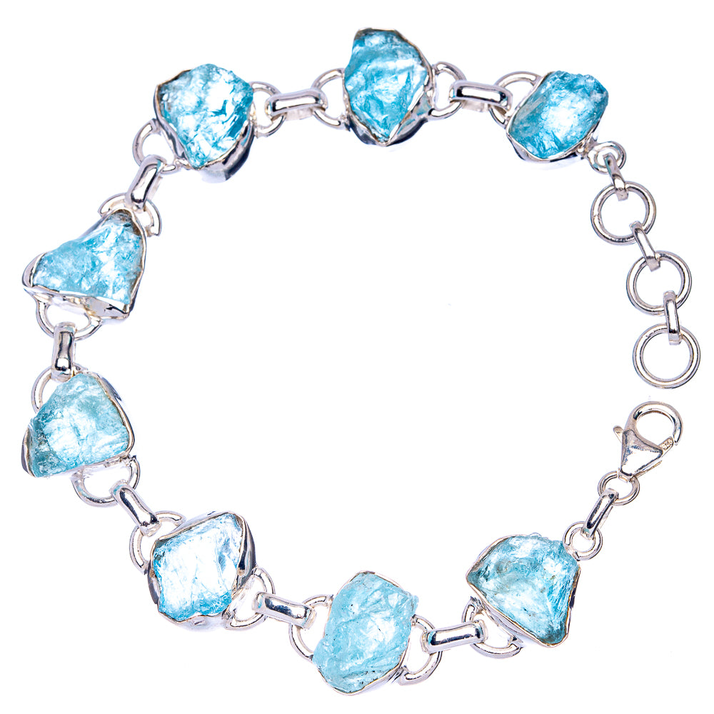 Aquamarine 925 Sterling Silver Bracelet 7 1/4 To 8 1/8" Ana Co B90350