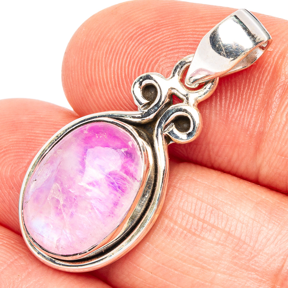 Pink Moonstone Pendant 1 1/4" (925 Sterling Silver) P44720
