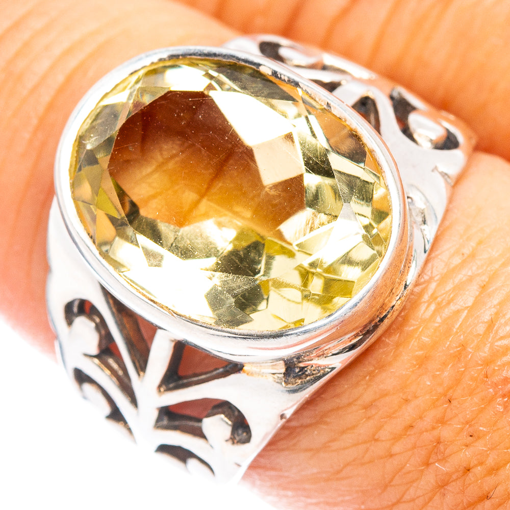 (Classic Series) Lemon Quartz Ring Size 8.25 (.925 Sterling Silver)