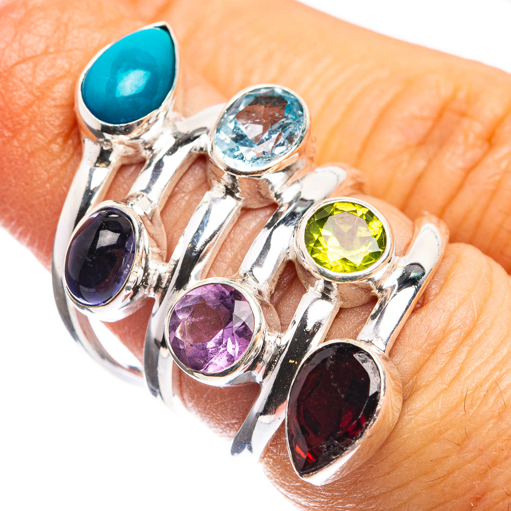 Large Garnet, Peridot, Amethyst, Blue Topaz, Tanzanite, Sleeping Beauty Turquoise Ring Size 6 (925 Sterling Silver) R143203