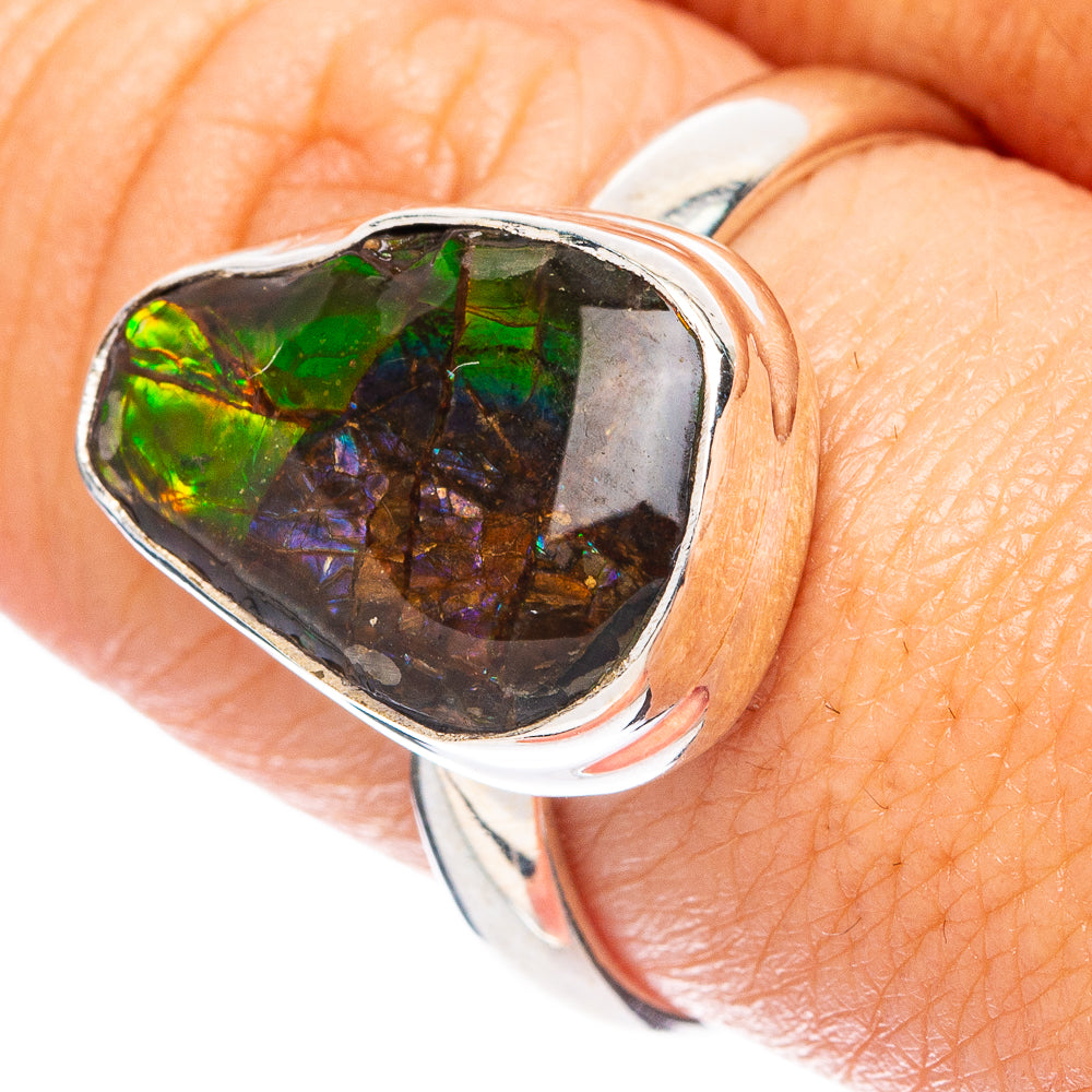 Rare Ammolite Ring Size 9 (925 Sterling Silver) R4964
