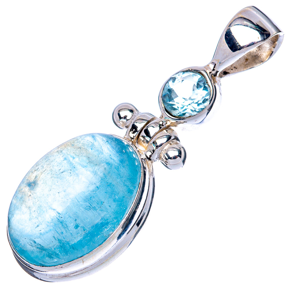 Aquamarine, Blue Topaz Pendant 1 1/4" (925 Sterling Silver) P42820