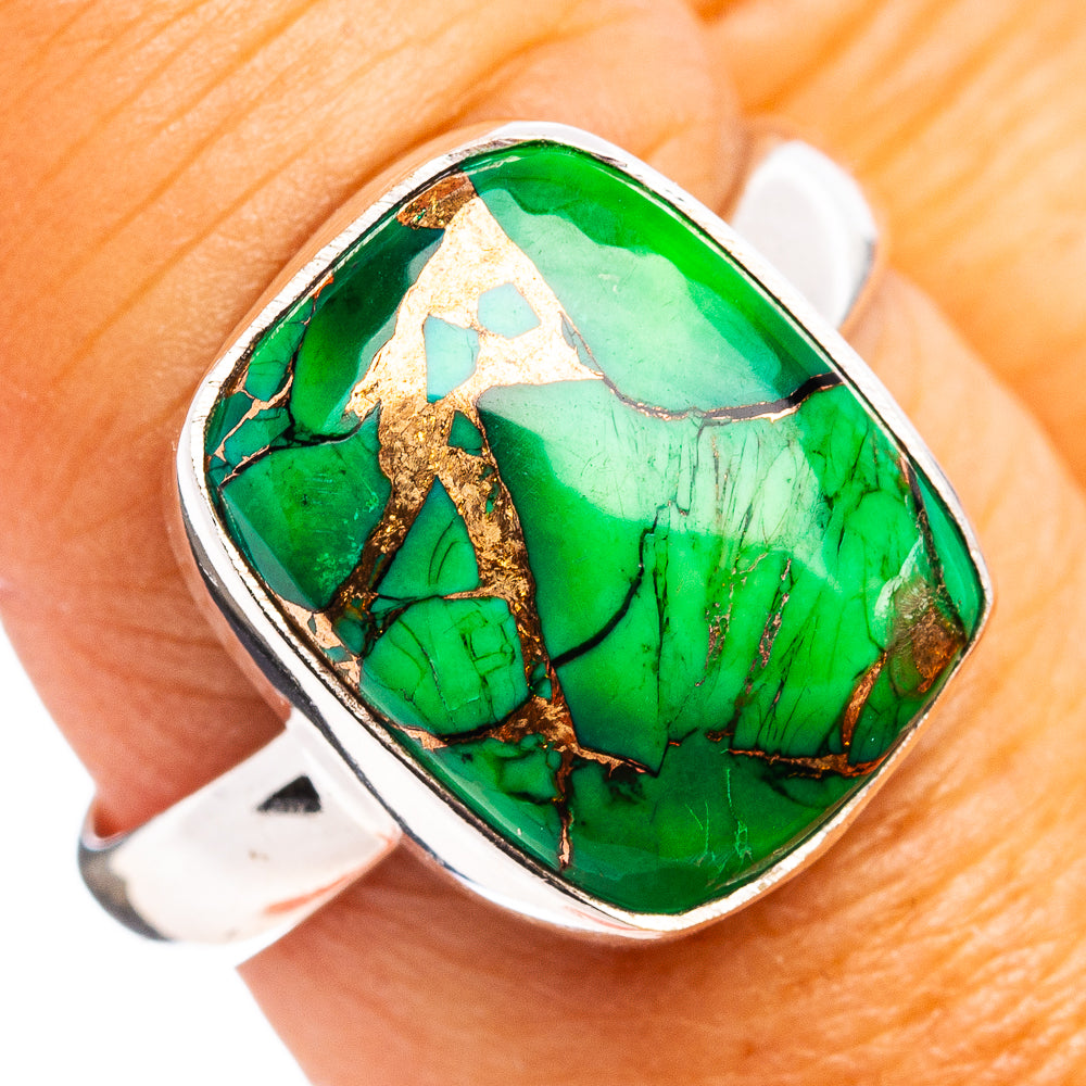 Green Copper Turquoise Ring Size 8.5 (.925 Sterling Silver)