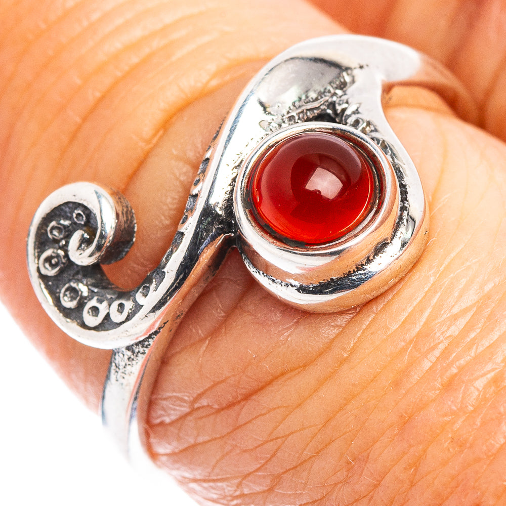 Carnelian Wave Dainty Ring Size 7.5 (.925 Sterling Silver)