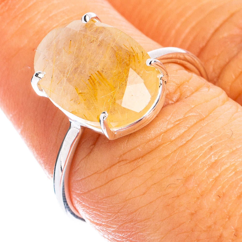 Rutilated Quartz Ring Size 7.75 (925 Sterling Silver) R8390