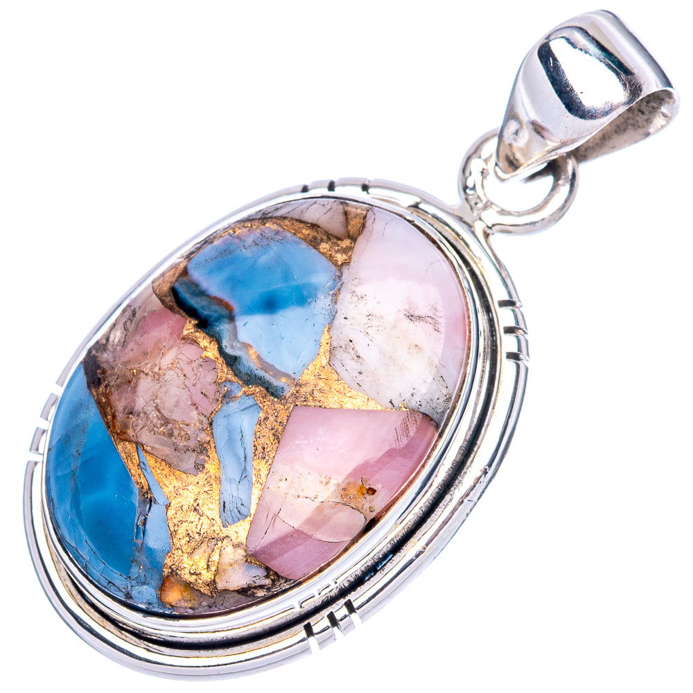 Pink Opal In Kyanite Pendant 1 3/8" (925 Sterling Silver) P42435