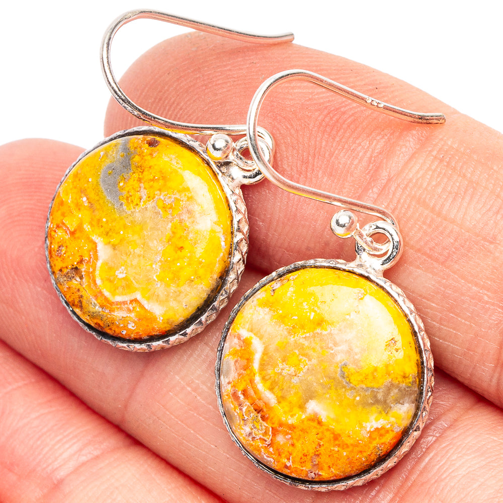 Bumble Bee Jasper Earrings 1 1/4" (925 Sterling Silver) E2292