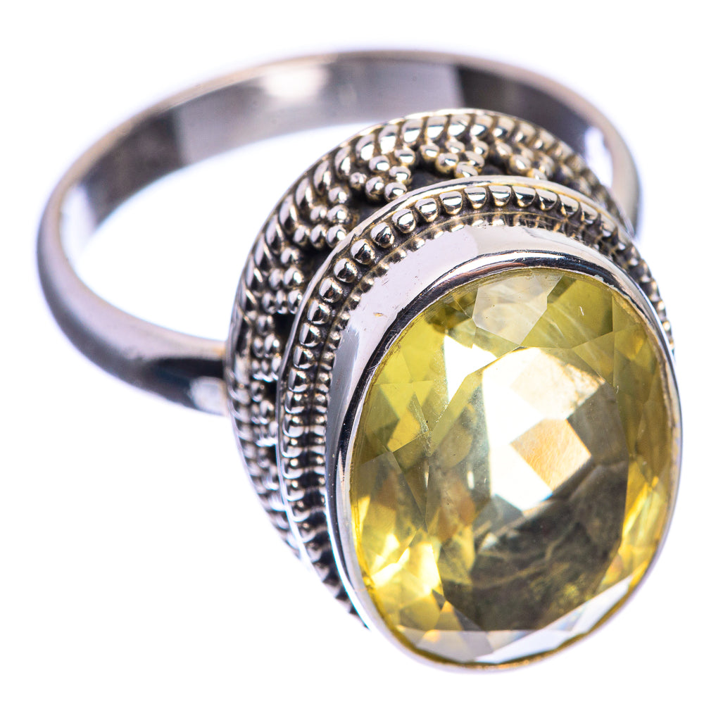 Faceted Citrine 925 Sterling Silver Ring Size 9