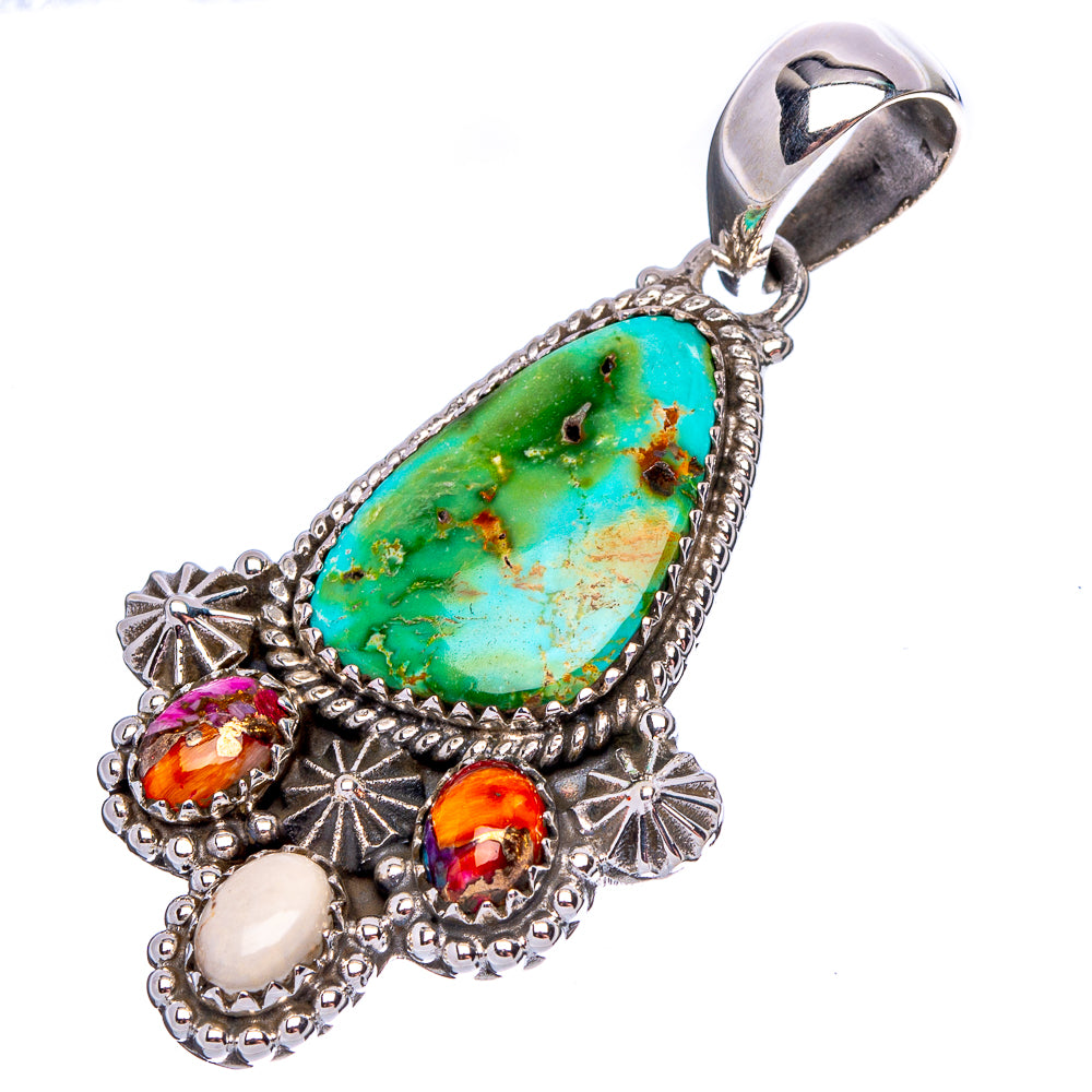 Sonoran Gold Turquoise Native Style Pendant 2 1/8" (.925 Sterling Silver) Exclusive
