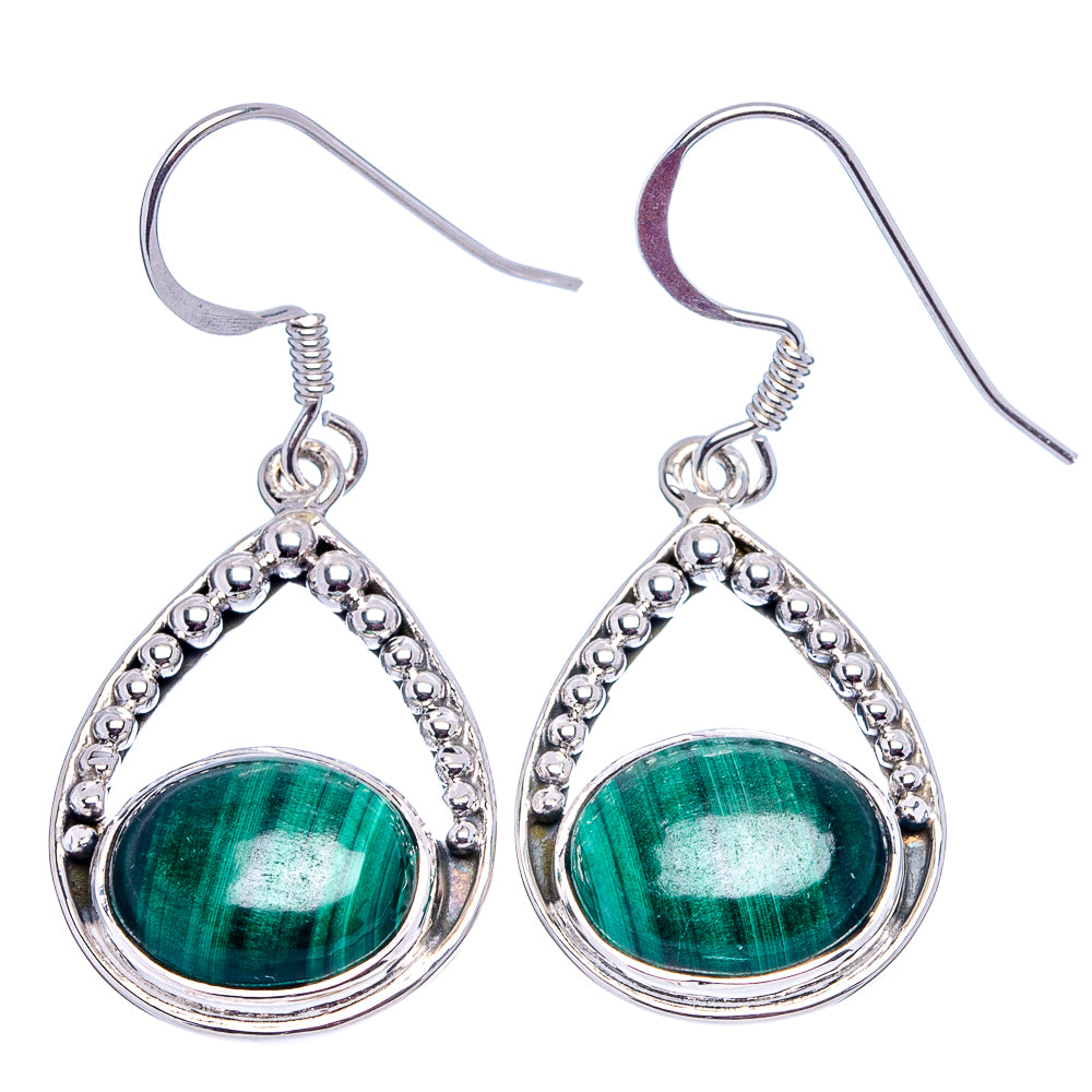 Premium Malachite Earrings 1 1/2" (.925 Sterling Silver)