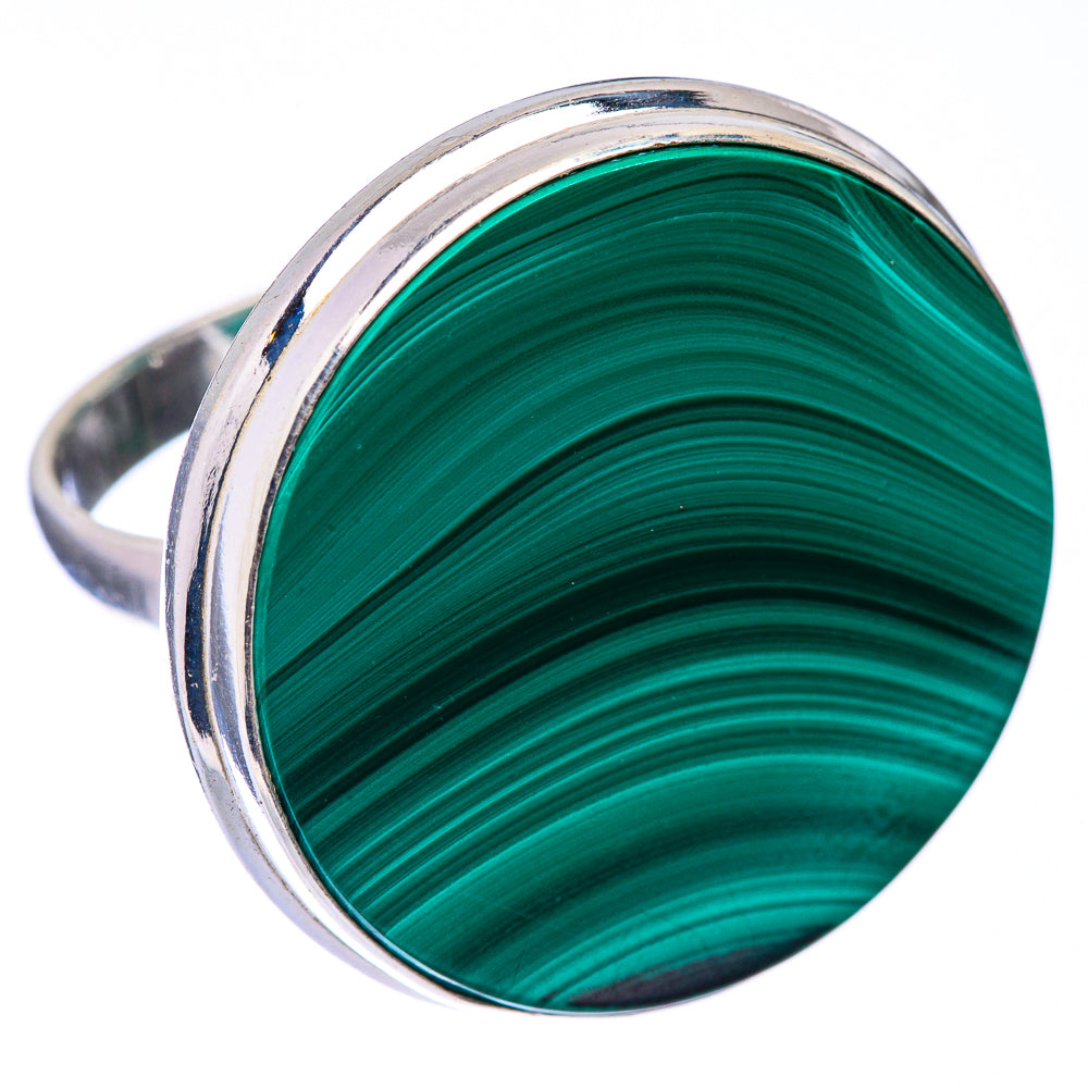 Large Malachite Coin Ring Size 9 (925 Sterling Silver) R141254