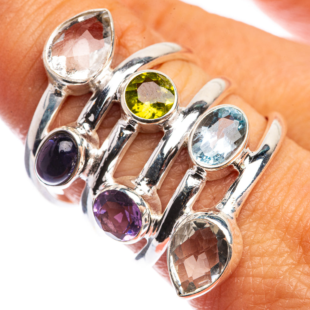 Large White Quartz, Tanzanite, Peridot, Amethyst, Blue Topaz Ring Size 8.75 (925 Sterling Silver) RING143353
