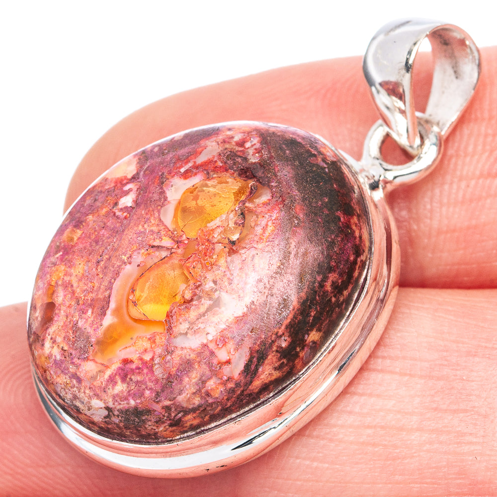 Rare Mexican Fire Opal Pendant 1 3/8" (925 Sterling Silver) P41970