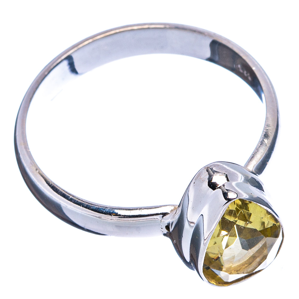 Faceted Lemon Quartz Ring Size 8.5 (.925 Sterling Silver)