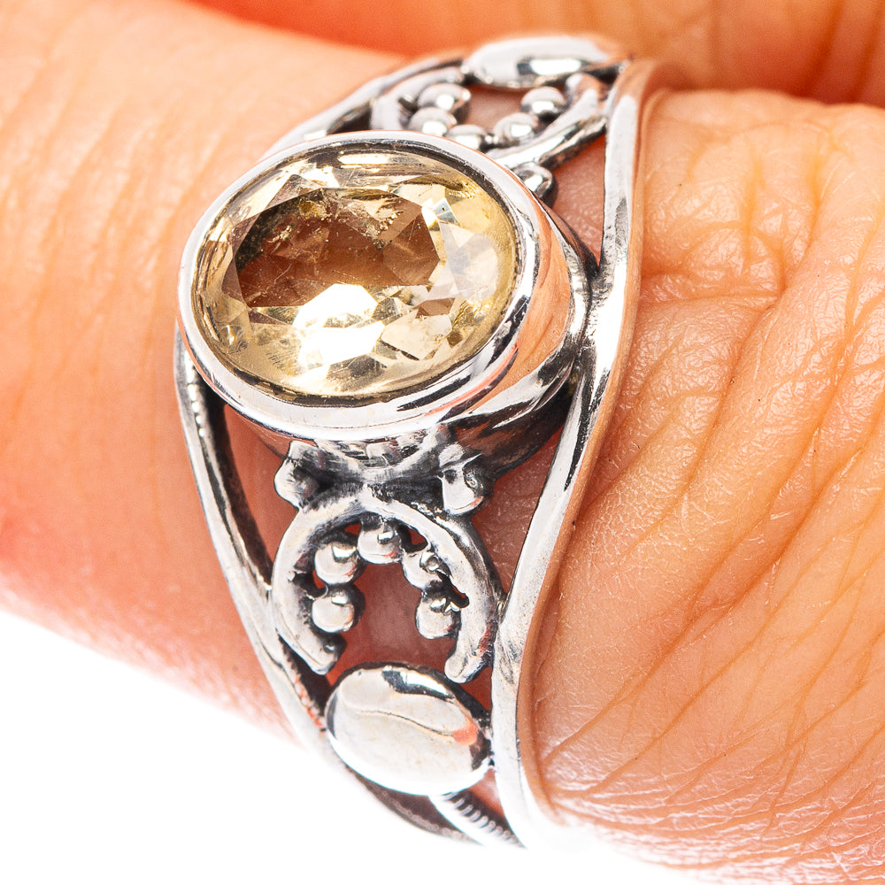 Faceted Citrine Dainty Ring Size 6.5 (925 Sterling Silver) R6014