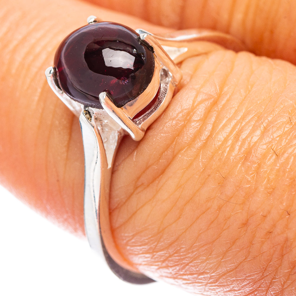 Garnet Dainty Ring Size 7.75 (925 Sterling Silver) R5904
