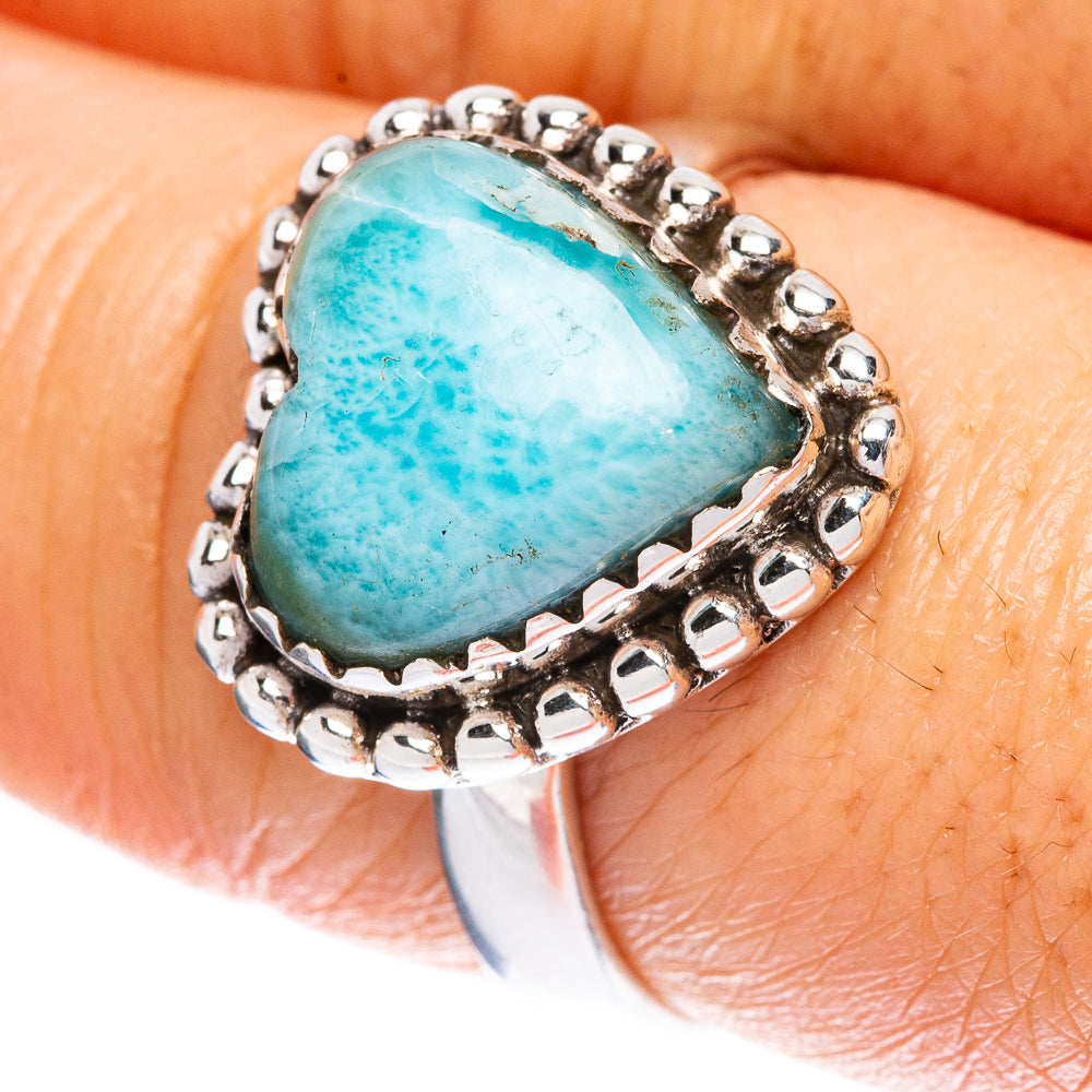 Larimar Heart Ring Size 8.5 (925 Sterling Silver) R2318