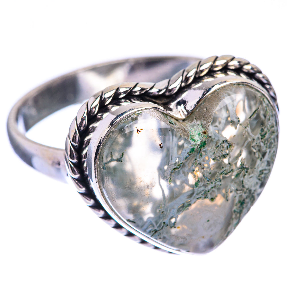 Green Moss Agate Ring Size 10.25 (925 Sterling Silver) R140597