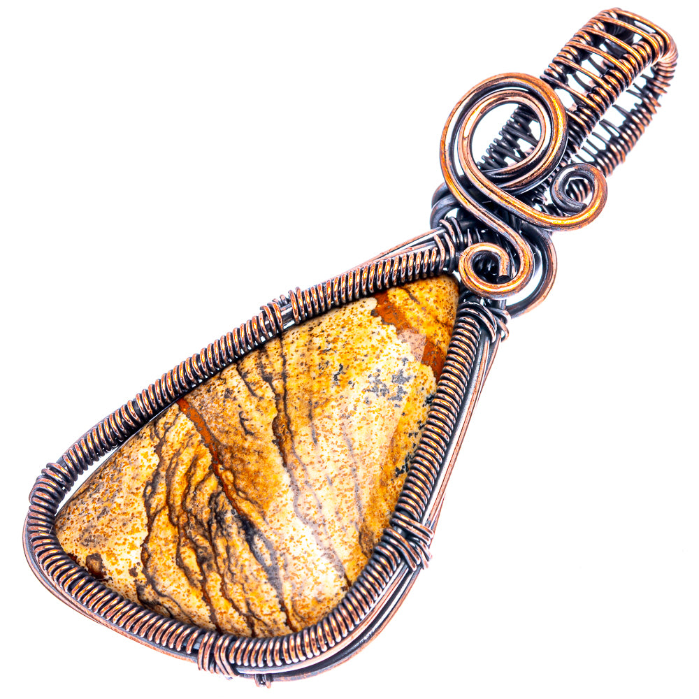 Picture Jasper Wire Wrap Pendant 2 1/2" (Oxidized Copper)