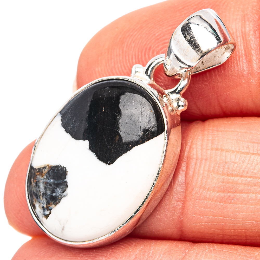 White Buffalo Turquoise Pendant 1 1/4" (.925 Sterling Silver)