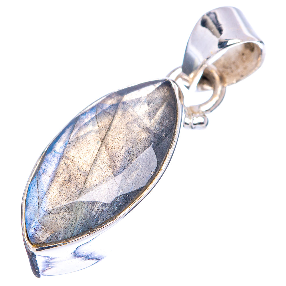 Faceted Labradorite Pendant 1 1/8" (.925 Sterling Silver)