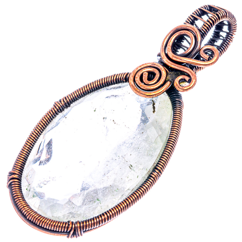 Phantom Quartz Wire Wrap Pendant 2 1/2" (Oxidized Copper)