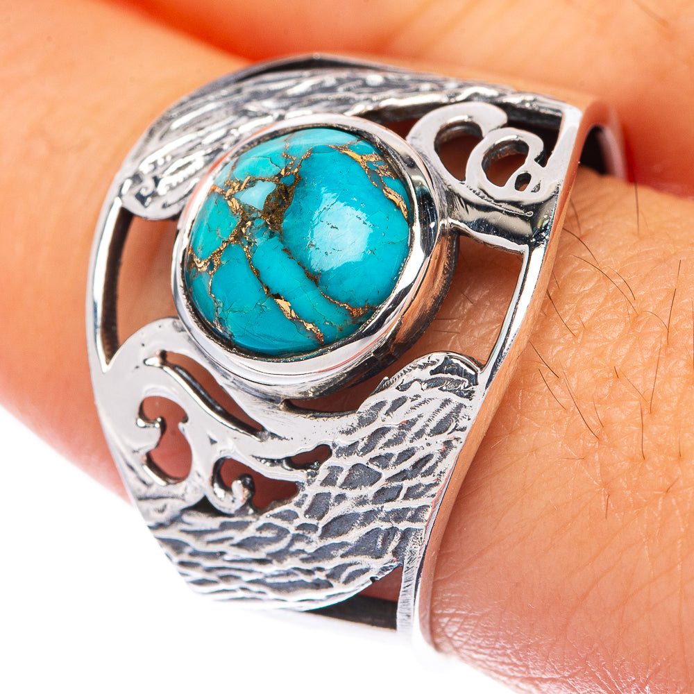 Blue Copper Composite Turquoise Ring Size 10 (925 Sterling Silver) R144690