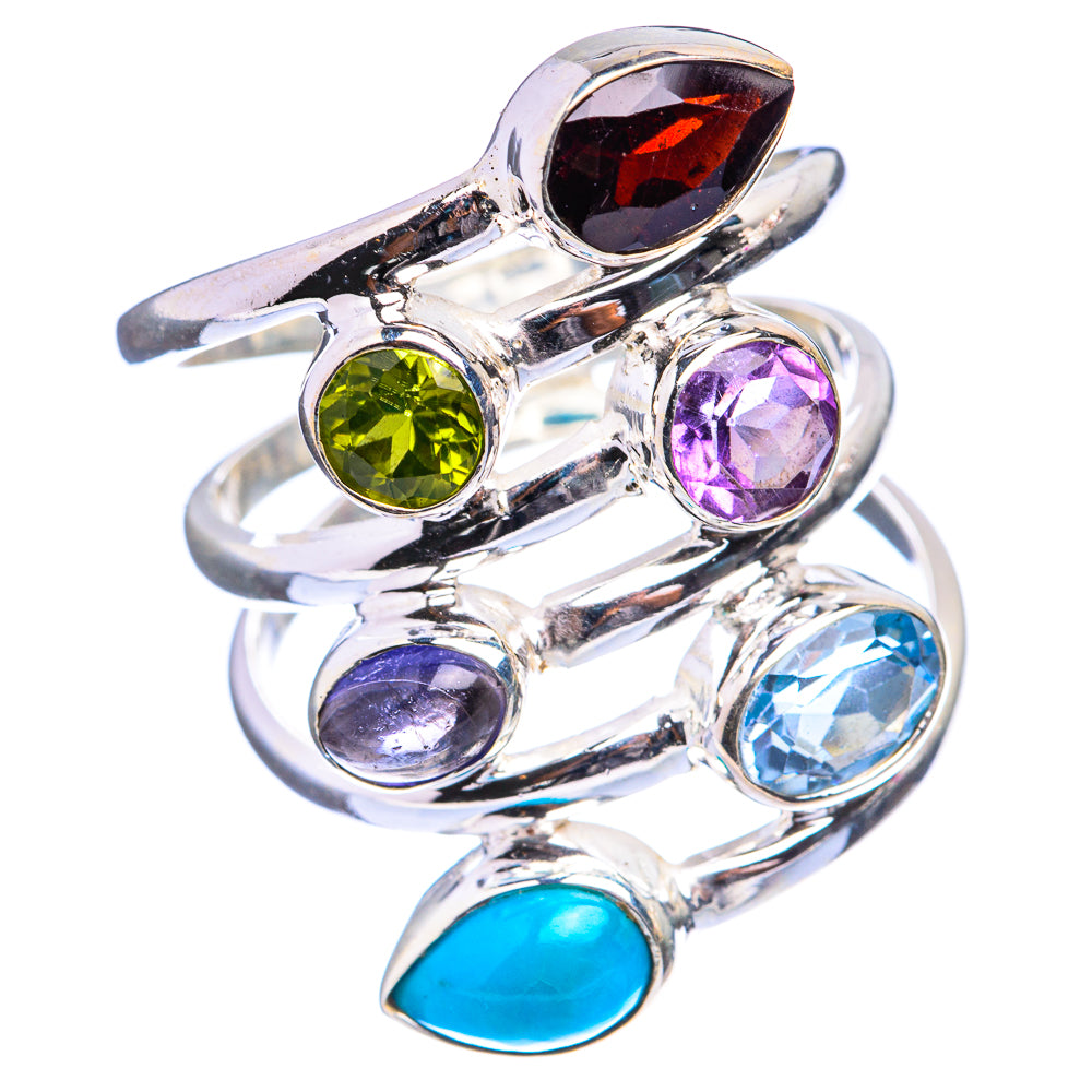 Large Garnet, Peridot, Amethyst, Tanzanite, Blue Topaz, Sleeping Beauty Turquoise Ring Size 8.75 (925 Sterling Silver) R142890