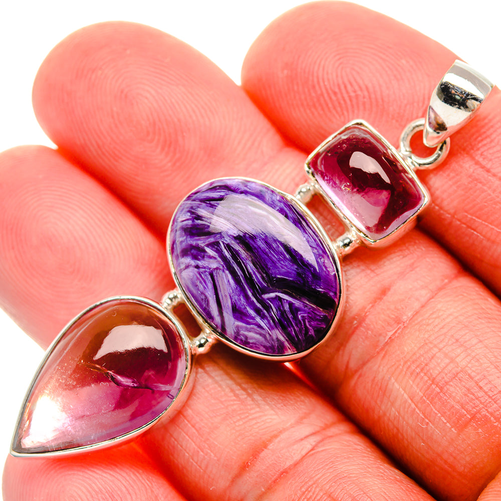 Charoite, Ametrine, Amethyst Pendant 2 3/8" (925 Sterling Silver) PD38064