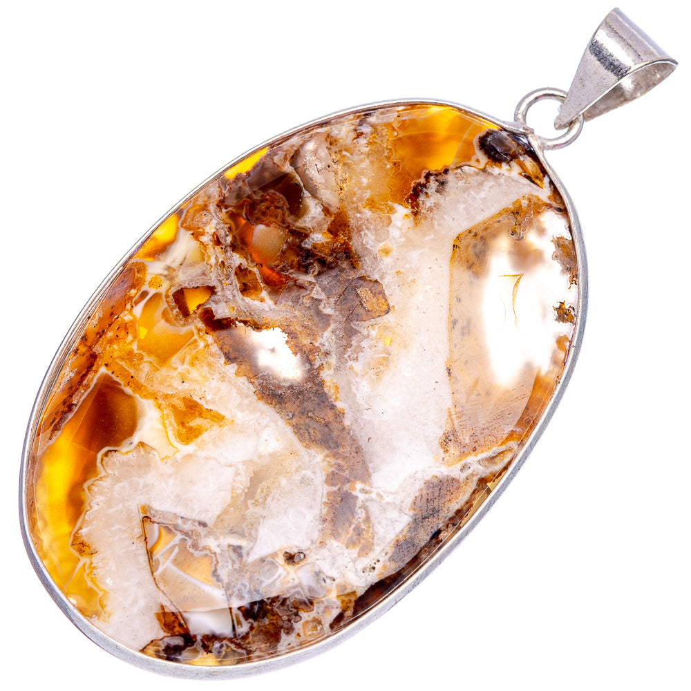 Tube Agate Pendant 2 3/8" (Silver Plated)
