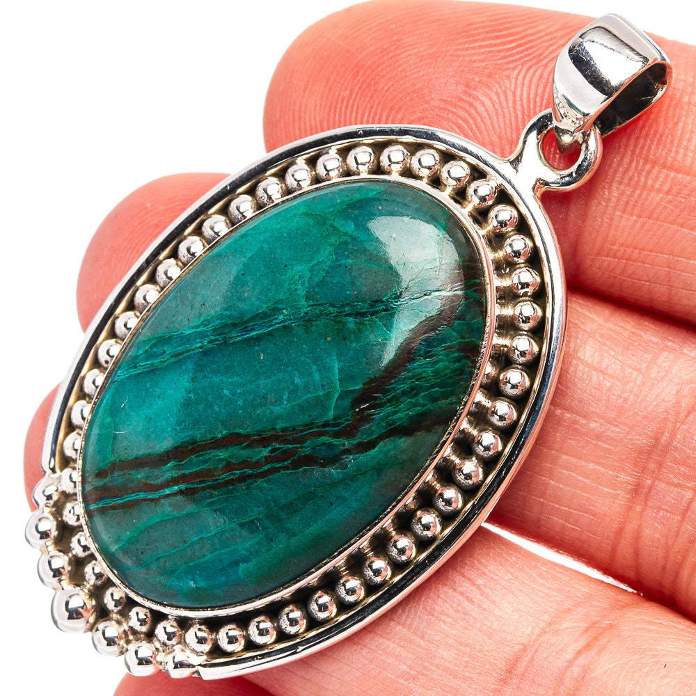 Premium Chrysocolla Pendant 2" (.925 Sterling Silver)