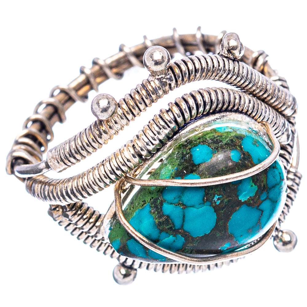 (Classic Series) Blue Copper Turquoise Ring Size 6.25 (.925 Sterling Silver)