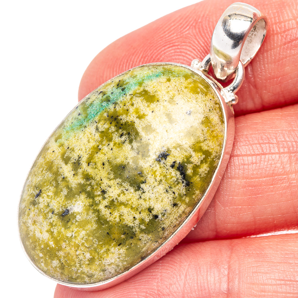 Lizardite Pendant 1 3/4" (.925 Sterling Silver)