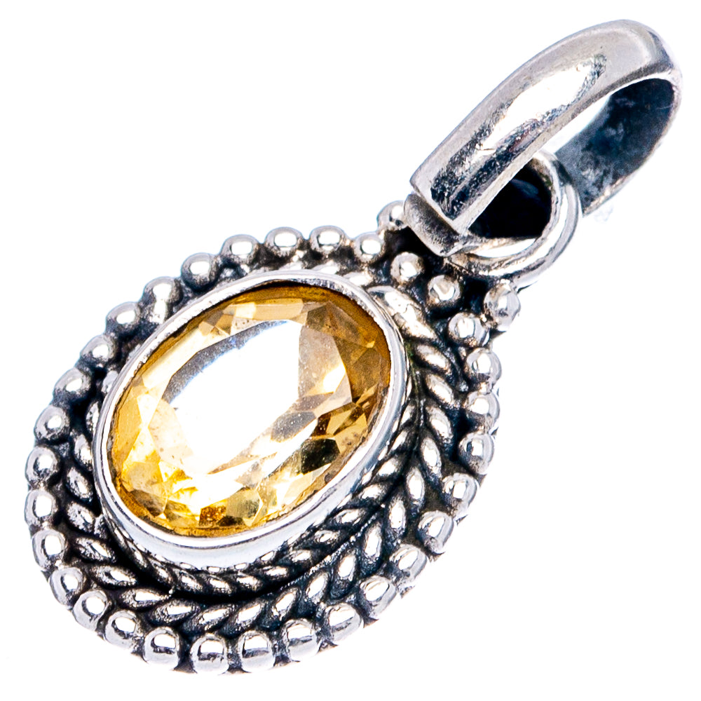 Citrine Dainty Pendant 7/8" (.925 Sterling Silver)