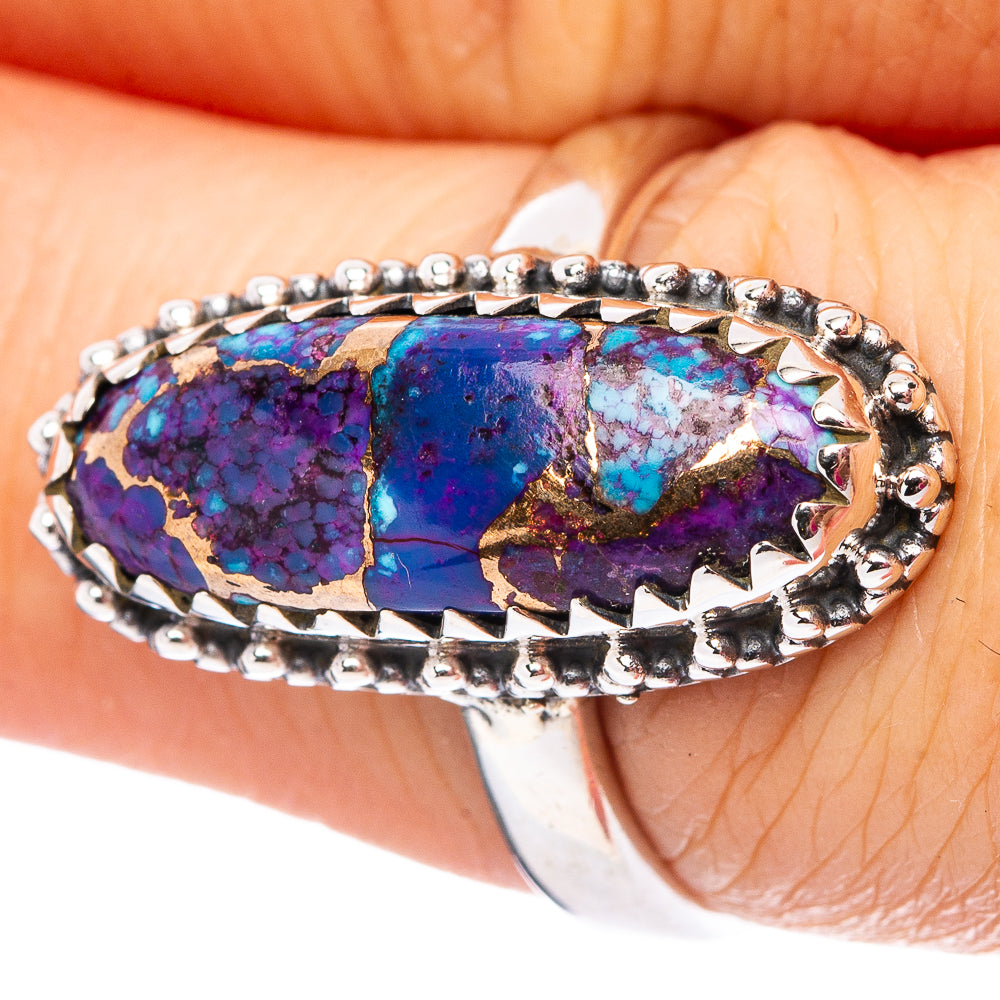 Purple Copper Turquoise Ring Size 7.25 (.925 Sterling Silver)