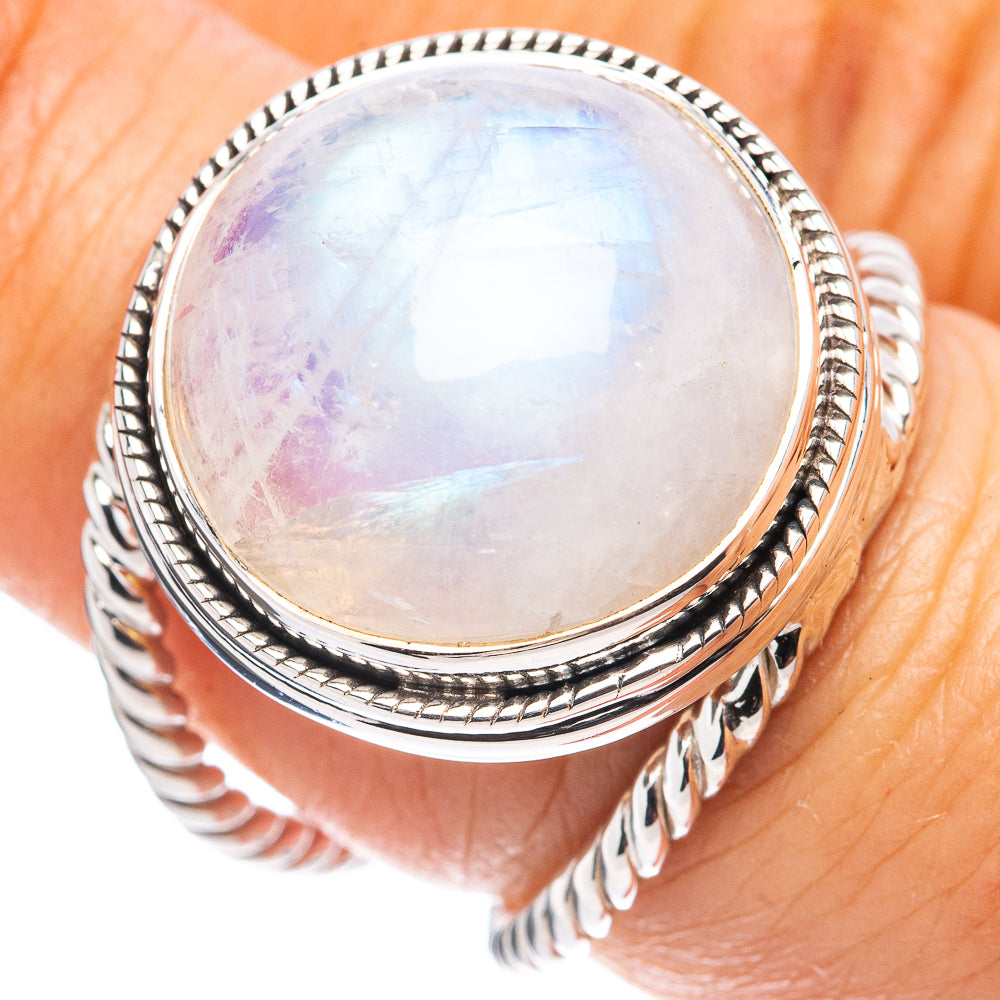 Signature Rainbow Moonstone Ring Size 6.5 (.925 Sterling Silver)