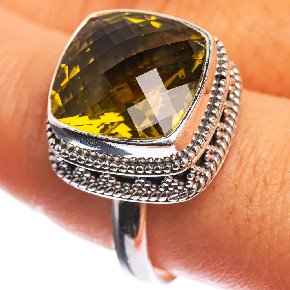 Faceted Citrine 925 Sterling Silver Ring Size 9.75