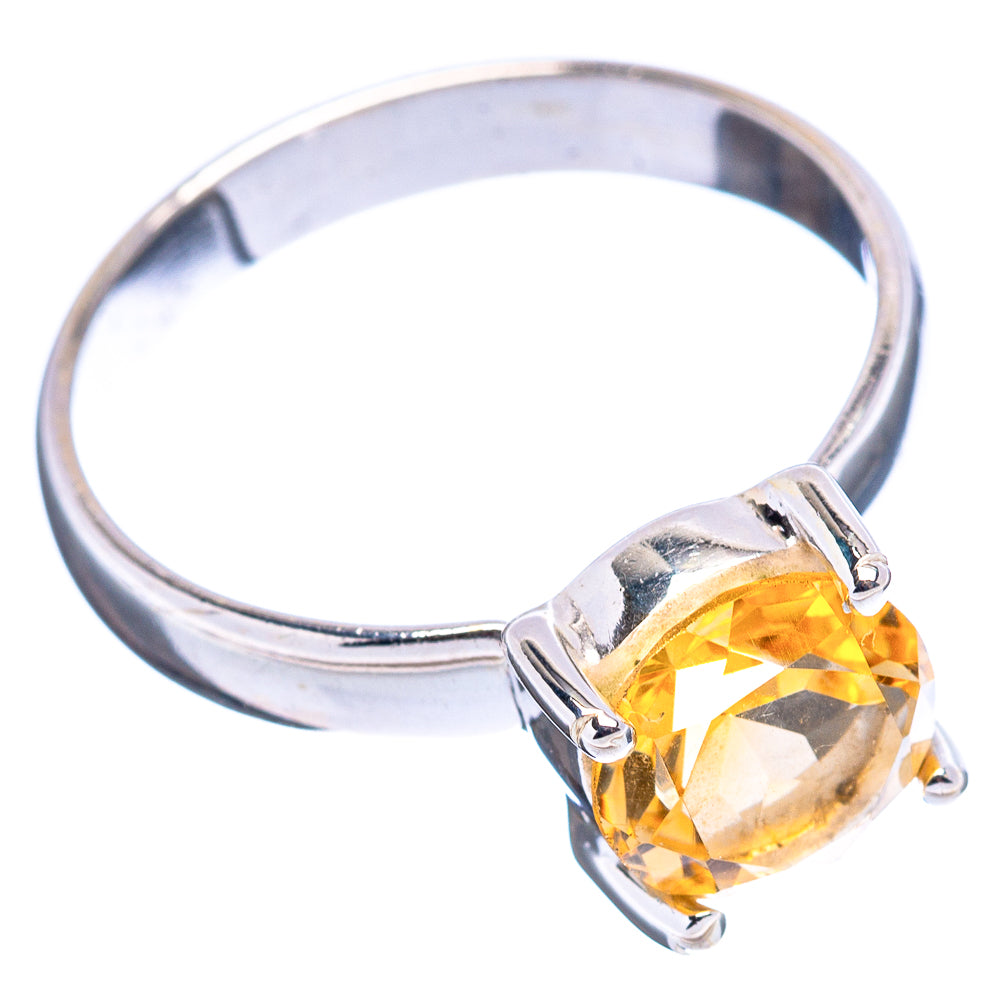 Faceted Citrine Ring Size 7.5 (.925 Sterling Silver)