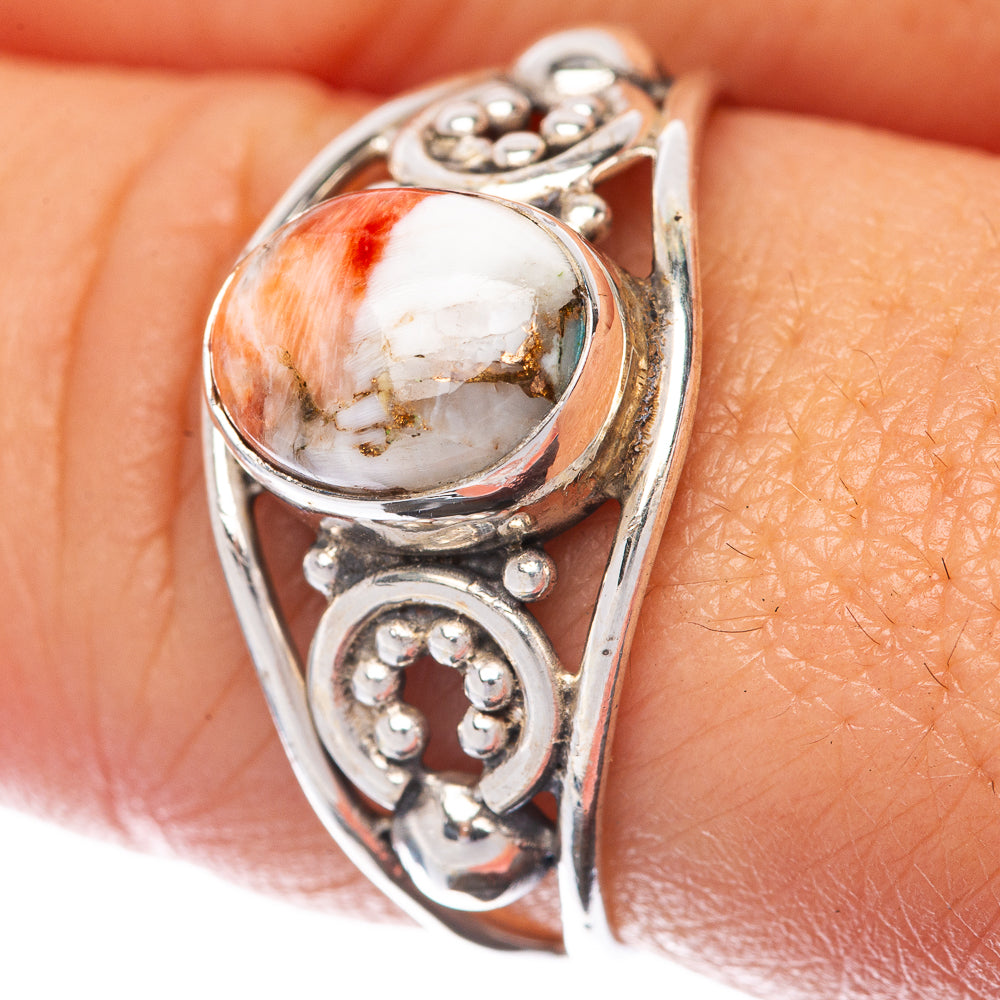 Spiny Oyster Turquoise Dainty Ring Size 8.75 (925 Sterling Silver) R145175