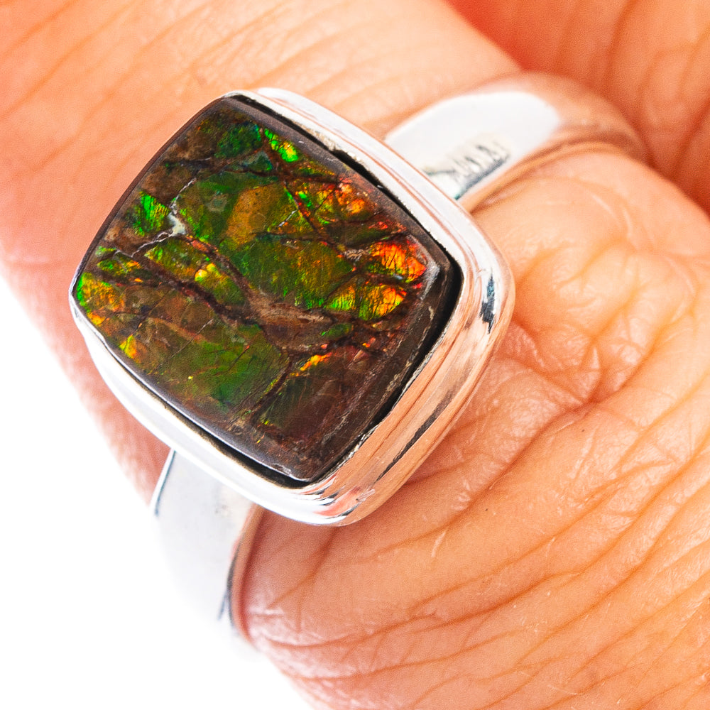 Rare Ammolite Ring Size 7.5 (925 Sterling Silver) R7820